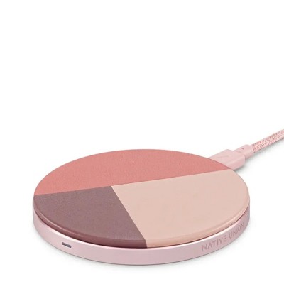 Native Union Drop Wireless Charger Pad With USB Cable, High Speed, Qi Compatible, Non-Slip, For iPhone, AirPods and More, Marquetry Rose