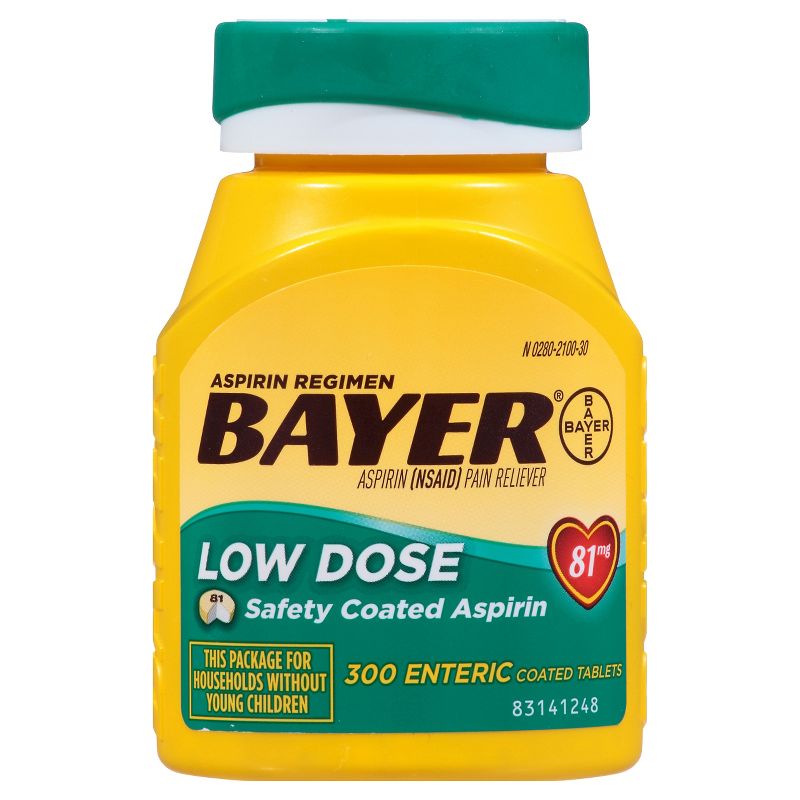Bayer Low Dose Aspirin 81mg Regimen Pain Reliever Coated Tablets (NSAID), 1 of 8