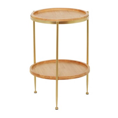 Contemporary Metal and Wood Accent Table Brown - Olivia & May: No Assembly, Indoor Use