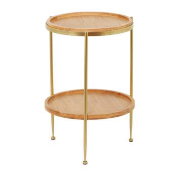 Contemporary Metal and Wood Accent Table Brown - Olivia & May