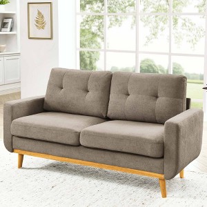 QingMoon Mid-Century Loveseat Sofa, 67.7" 2-Seat Upholstered Couch with Wooden Legs and Tufted Back for Living Room and Office - 1 of 4