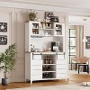 70'' Wine Coffee Bar Cabinet with Storage Hutch, Tall Kitchen Pantry Liquor Cabinet with Sliding Barn Doors for Home Dining Room - 3 of 4