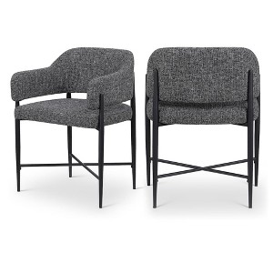Meridina Furniture,Dame Black Fabric Upholstered Dining Chair, Set of 2 - 1 of 4