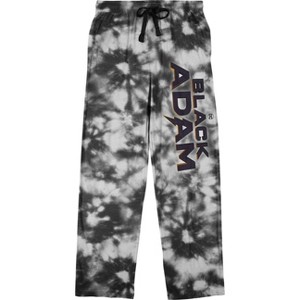 Black Adam Movie Logo Men's Black and White Tie Dye Sleep Pajama Pants - 1 of 2