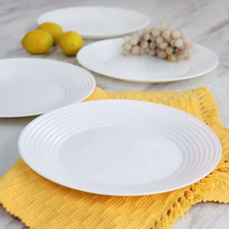 Gibson Ultra Patio 4 Piece Tempered Opal Glass Dinner Plate Set in White, 2 of 7