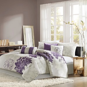 Gray/Purple Victoria Comforter Set King 7pc