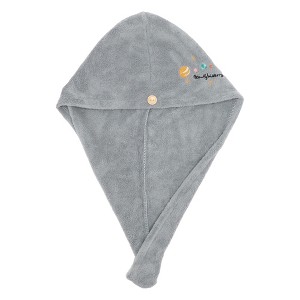 Unique Bargains Women Soft Cartoon Pictures Hair Towel Gray 1 Pc - 1 of 3