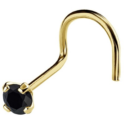 Jewelry Avalanche 22G 14K Gold Nose Screw Nose Stud with Black Diamond