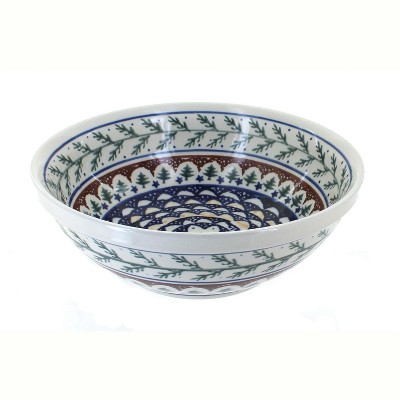 Blue Rose Polish Pottery Evergreen Large Serving Bowl