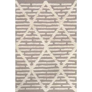 Nuloom Kandice Geometric 4x6 Wool Indoor Area Rug for Living Room Bedroom Dining Room Kitchen, Beige - 1 of 4
