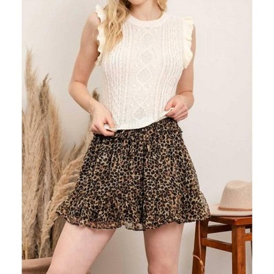 Women's Sleeveless Ruffle Cable Knit Top - E & M