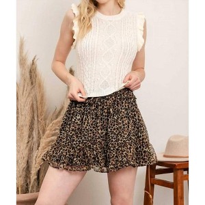 Women's Sleeveless Ruffle Cable Knit Top - E & M - 1 of 4