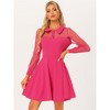 Allegra K Women's Sheer Mesh Panel Long Sleeve Fit and Flare Mini A-Line Dresses - 4 of 4
