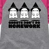 Girls' - Instant Message - Ghosts Dont Do Homework Shirt Tail Raglan Graphic T-shirt - 2 of 4