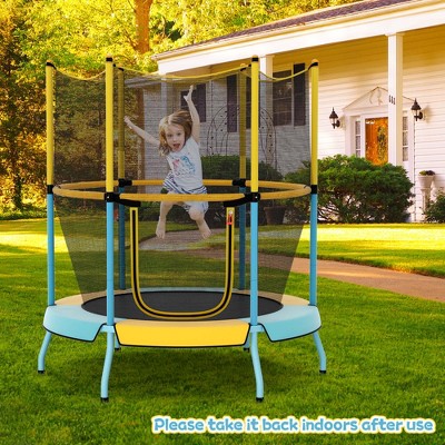Yellow 48" Kids' Trampoline with Safety Enclosure Net
