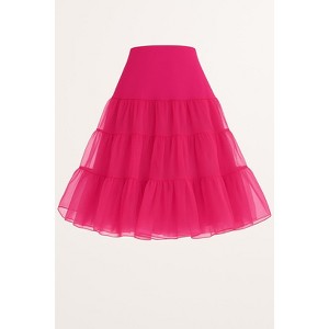 Malco Modes Tea-Length Petticoat Skirt – Fluffy Vintage 50s Crinoline Underskirt for Dresses, Costumes & Halloween Costume- Light Blue - 1 of 4