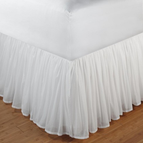 Ruched Ruffle Elastic Easy Wrap Around Bed Skirt, Lush Decor