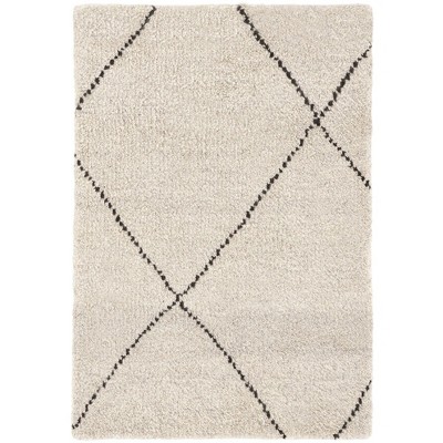 Numa Black Hand-Knotted Wool Diamond Rug 24'' x 36''
