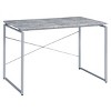GlasFlength Desks Metal Frame Rustic Computer Desk Gaming Desk Home Office Desk Simple Design for Small Spaces, Gray, 47.5"*22.5"*28.5" - 2 of 4
