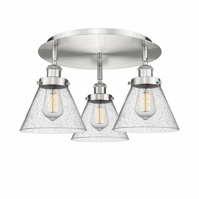 Cone - 3 Light Flush Mount In Art Deco Style-9.5 Inches Tall and 19.5 Inches Wide