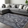 Gray And Blue Wool Geometric Hand Knotted Area Rug - 2 of 4
