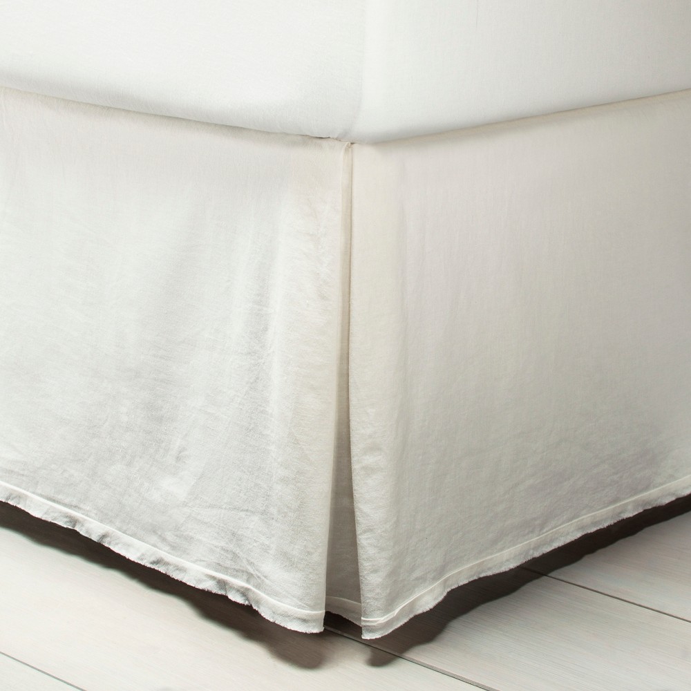 Photos - Bed Linen Queen Linen Blend Bedskirt Cream - Hearth & Hand™ with Magnolia: Machine Washable, Plain Weave, 15" Drop