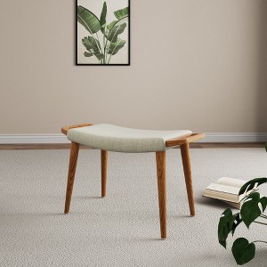 GDFStudio Neville Mid-Century Modern Linen Upholstered Ottoman - 1 of 4