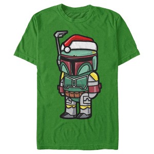Men's Star Wars Boba Fett Santa Hat Cartoon T-Shirt - 1 of 4
