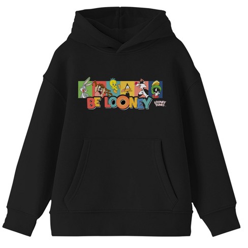 Be Looney Youth Boys Looney Tunes Cartoon Characters Black Hoodie : Target