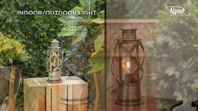 Indoor/Outdoor Metal Vintage Lantern with LED Lights Silver - Alpine Corporation, 2 of 5, play video