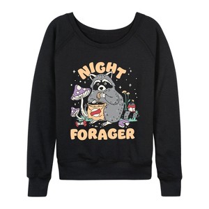 Women's - Instant Message - Night Forager Lightweight French Terry Wide Neck Long Sleeve Graphic Shirt - 1 of 4