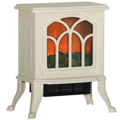 Kumasinova 17"Electric Fireplace Freestanding Realistic LED Flame Heater Fireplace with Overheating Protection,750W/1500W,Beige