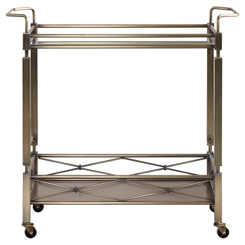 Evelyn Metal and Glass Bar Cart Antique Brass - Inspire Q, 3 of 7