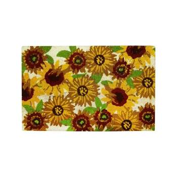 tagltd 1'6"x2'6" All Over Sunshine Sunflower Rectangle Indoor and Outdoor Coir Door Welcome Mat Yellow on Beige Background