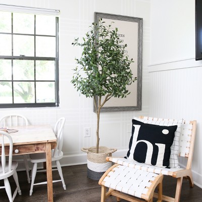 Elegant 6ft Lifelike Olive Tree with Silk Foliage in Plastic Pot