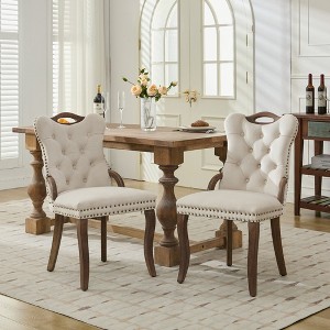 Hrinhom 2-Piece Velvet Dining Chair,Mid-century Modern Upholstered Kitchen Chair with Solid Wood Legs - 1 of 4