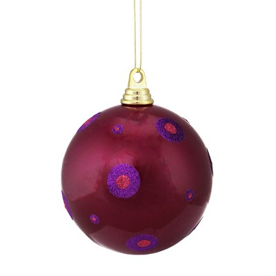 Vickerman 6" 2-Finish Polka Dots Shatterproof Christmas Ball Ornament - Purple/Pink