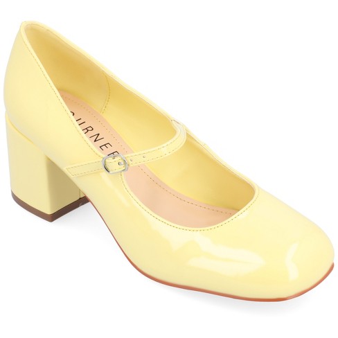 Yellow low sale heel pumps