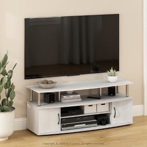 Furinno Modern TV Stand Media Entertainment Center for TV's up To 55" w/2-Door Storage Cabinet,White Oak - 1 of 4