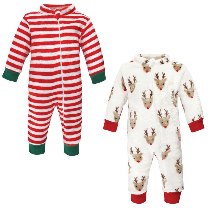 Hudson Baby Unisex Baby Plush Jumpsuits, Red Rudolph, 1 of 5