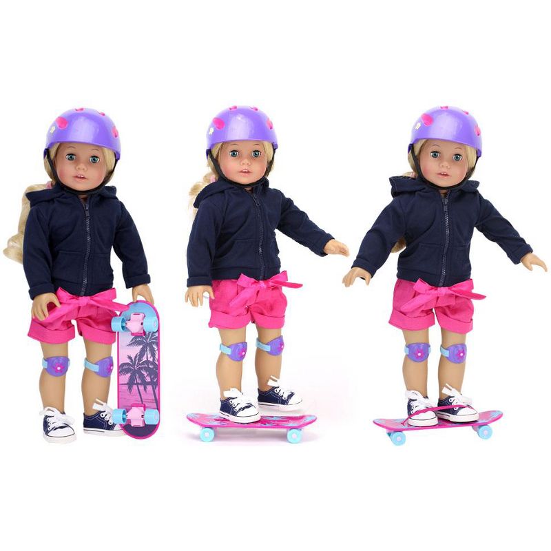 Sophia’s Skateboard, Helmet and Knee Pads Set for 18" Dolls, Multicolor, 5 of 13