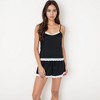 Anna-Kaci Lounge Women's Black Sleepwear Cami and Shorts Set with White Lace Trim Details - 2 of 4
