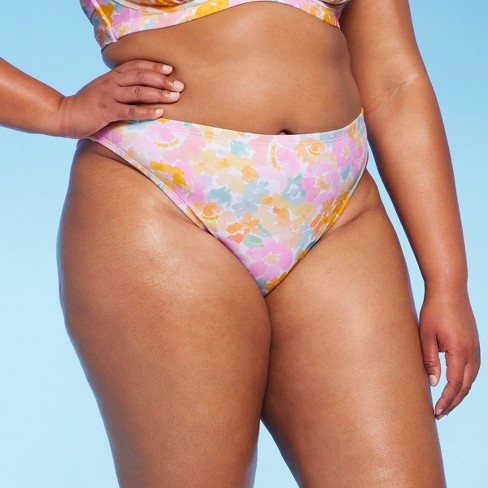 Women's Mid-rise Cheeky High Leg Bikini Bottom - Wild Fable™ Pink