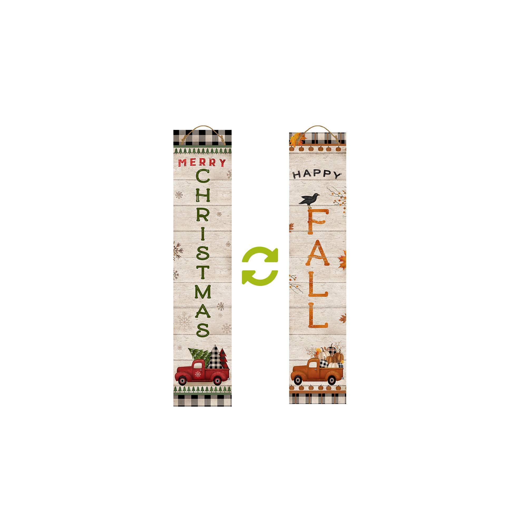 Briarwood Lane Fall Double Sided Reversible Pine Porch Leaner 47x9.5 Fall Winter Truck For Fall Porch Leaner