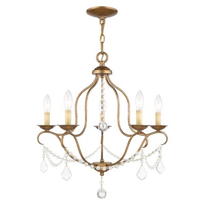 Livex Lighting Chesterfield 5 - Light Chandelier in  Antique Gold Leaf