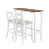 TiramisuBest Farmhouse 48 Bar Height Dining Set 3 Piece Acacia Wood Table 2 Chairs Breakfast Nook Space Saving Footrest Brown White Beige - 2 of 4