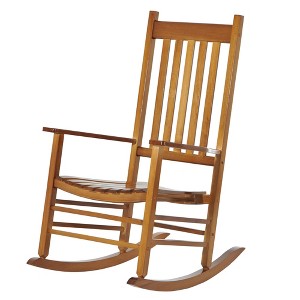 Wooden Outdoor Rocking Chair with Armrests, High Back for Garden, Patio, Balcony, Porch - 1 of 4