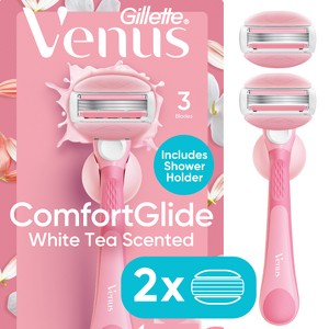 Venus Comfortglide White Tea Women's Razor + 2 Razor Blade Refills - 1 of 4