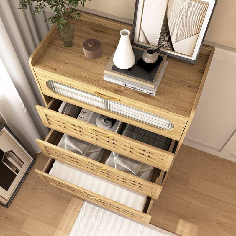 4/6-Drawer Dresser, Modern Wooden Dresser Chest with Metal Handles, Storage Organizer Dresser Natural 4A - ModernLuxe, 3 of 11
