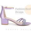 Perphy Women's Satin Rhinestone Buckle Ankle Strap Chunky Heel Sandals - 4 of 4